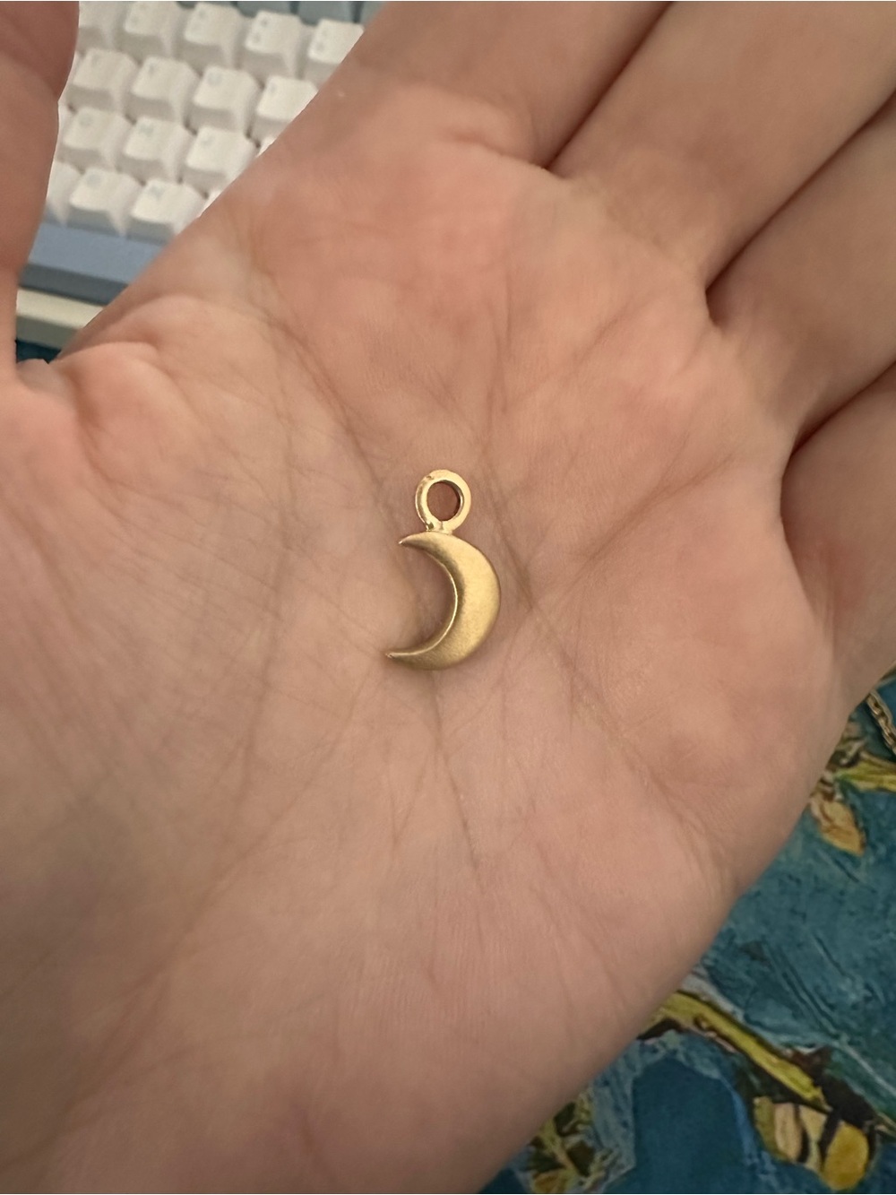 Solid 10k yellow gold crescent moon charm pendant